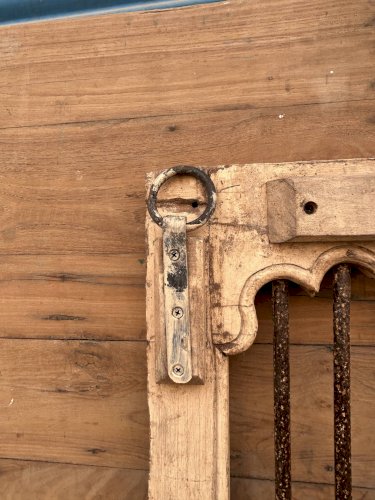 Porte de patio art déco en teck birman avec patine dorigine