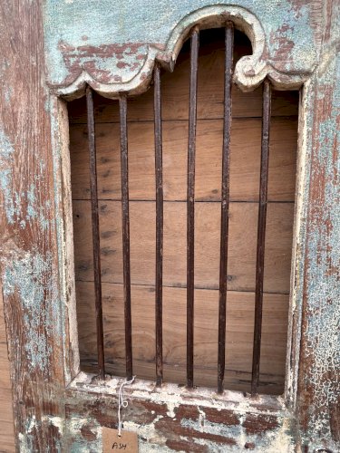 Porte de patio art déco en teck birman avec patine dorigine