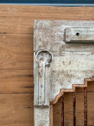 Porte de patio art déco en teck birman avec patine dorigine