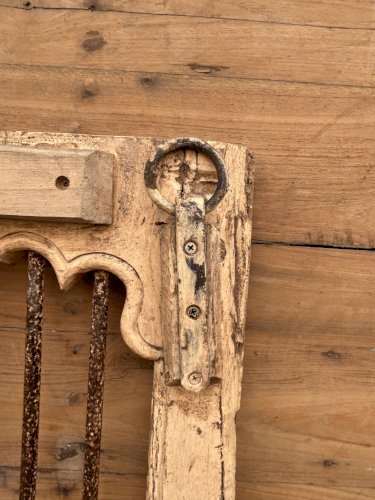 Porte de patio art déco en teck birman avec patine dorigine