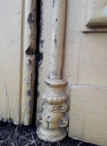 Porte d'entrée cintrée double XIX° chêne grilles et verres ancienne