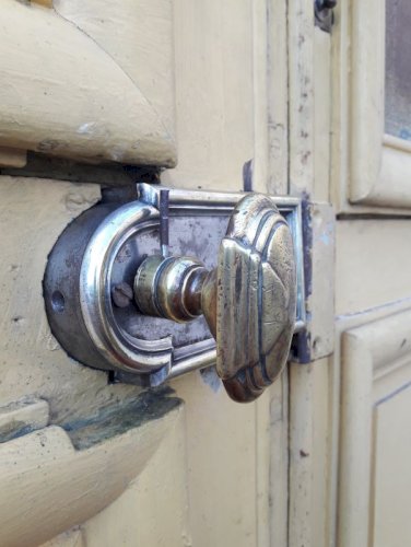 Porte d'entrée cintrée double XIX° chêne grilles et verres ancienne