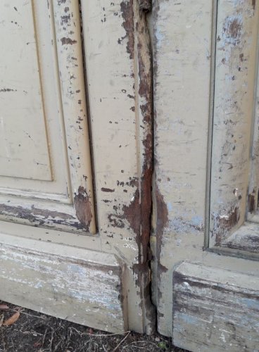 Porte d'entrée cintrée double XIX° chêne grilles et verres ancienne