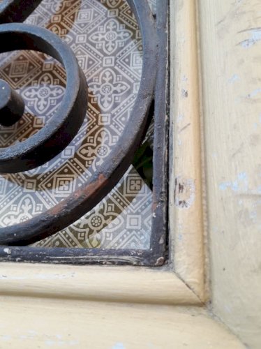 Porte d'entrée cintrée double XIX° chêne grilles et verres ancienne