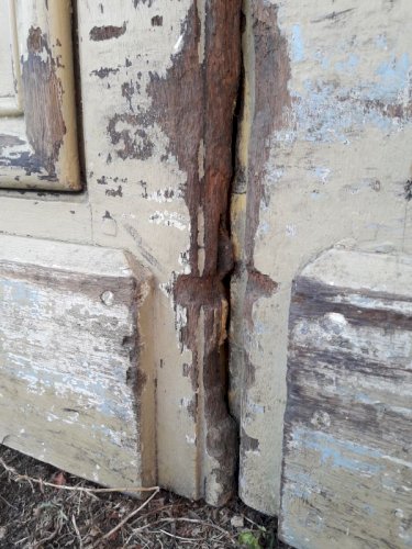 Porte d'entrée cintrée double XIX° chêne grilles et verres ancienne