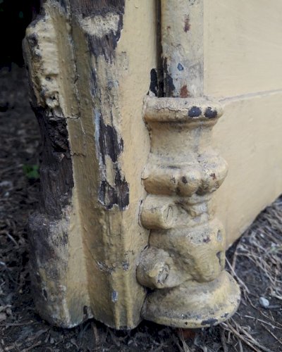 Porte d'entrée cintrée double XIX° chêne grilles et verres ancienne