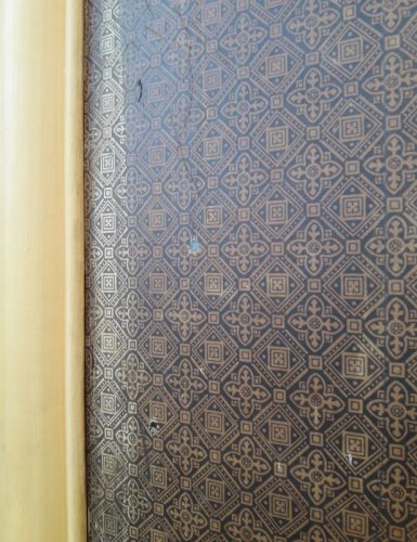 Porte d'entrée cintrée double XIX° chêne grilles et verres ancienne