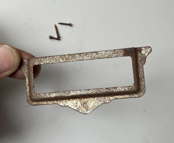 porte etiquettes ancien de meuble tiroir casier avec clous fixation