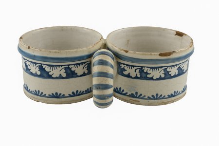 Oil and Vinegar Rack Rouen Earthenware 18th Century – Blue Decoration – Double Cup