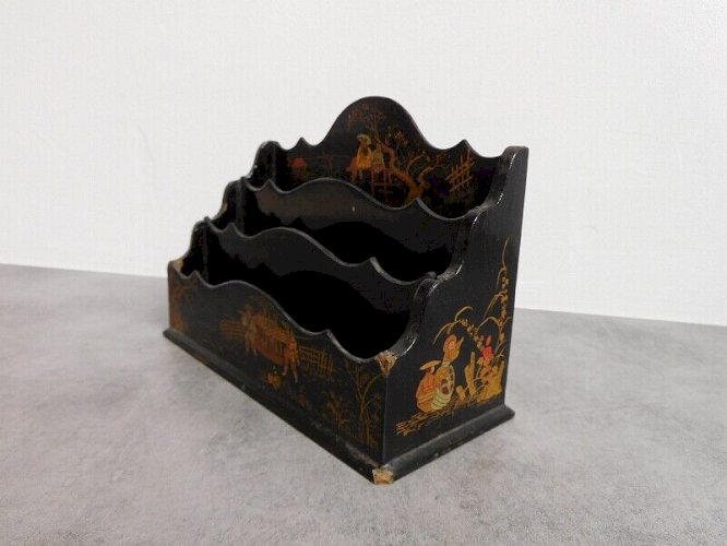 PORTE LETTRES OU PAPIER EN LAQUE ASIATIQUE NAPOLEON III