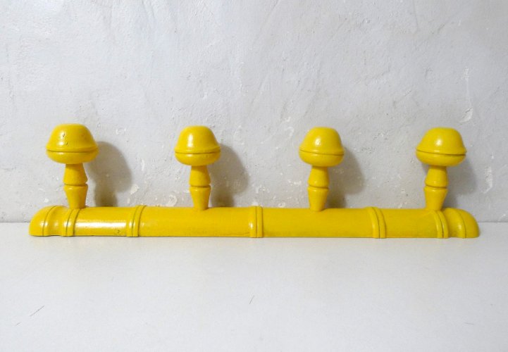 porte manteau en bois 4 patères vintage