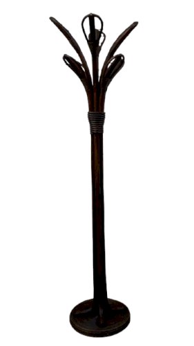 Porte manteau en rotin et bois