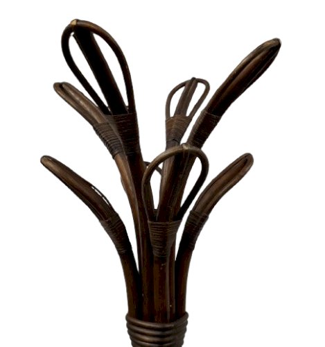 Porte manteau en rotin et bois