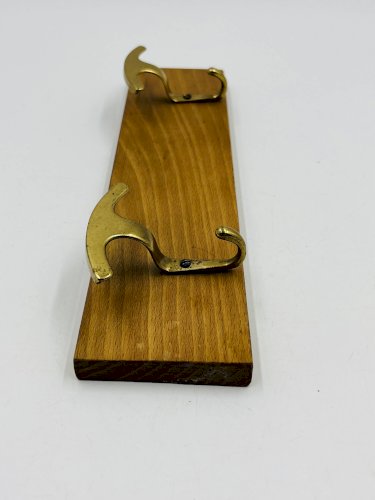Porte manteau mural design laiton et bois vintage
