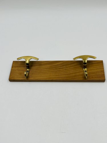 Porte manteau mural design laiton et bois vintage