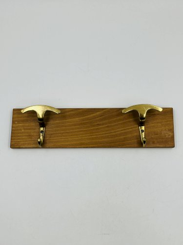 Porte manteau mural design laiton et bois vintage