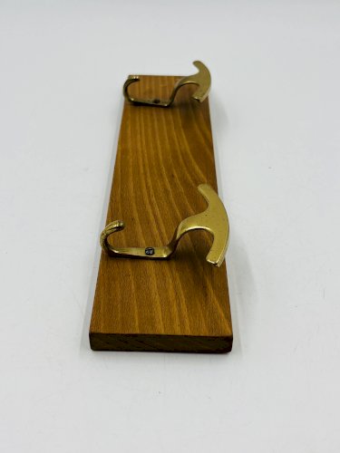 Porte manteau mural design laiton et bois vintage