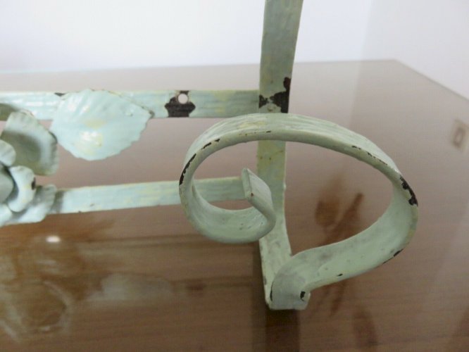 PORTE MANTEAU MURAL FER MARTELE LAQUE VERT PÂLE ANNEES 30 40 BISTROT, ECOLE