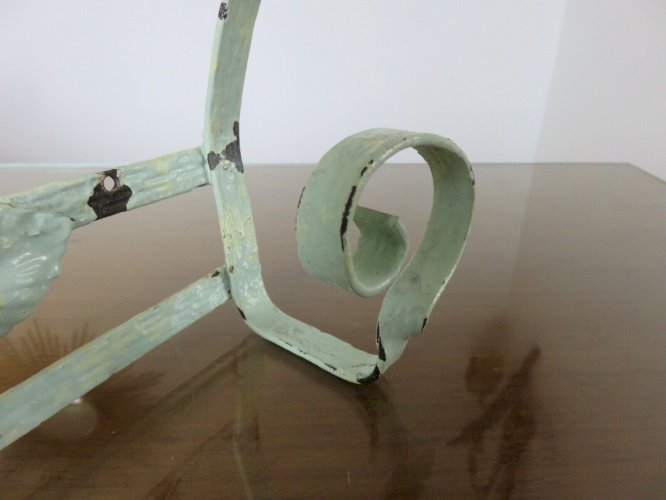 PORTE MANTEAU MURAL FER MARTELE LAQUE VERT PÂLE ANNEES 30 40 BISTROT, ECOLE
