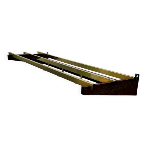 Porte manteau mural vintage bois et laiton années 70