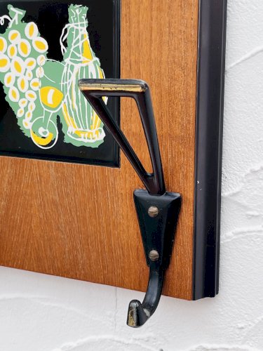 Porte manteau mural vintage bois miroir années 60