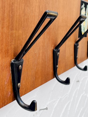 Porte manteau mural vintage bois miroir années 60