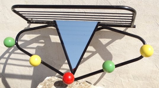 VINTAGE COAT RACK HAT RACK 5 WOOD BALLS Attributed to ROGER FERAUD