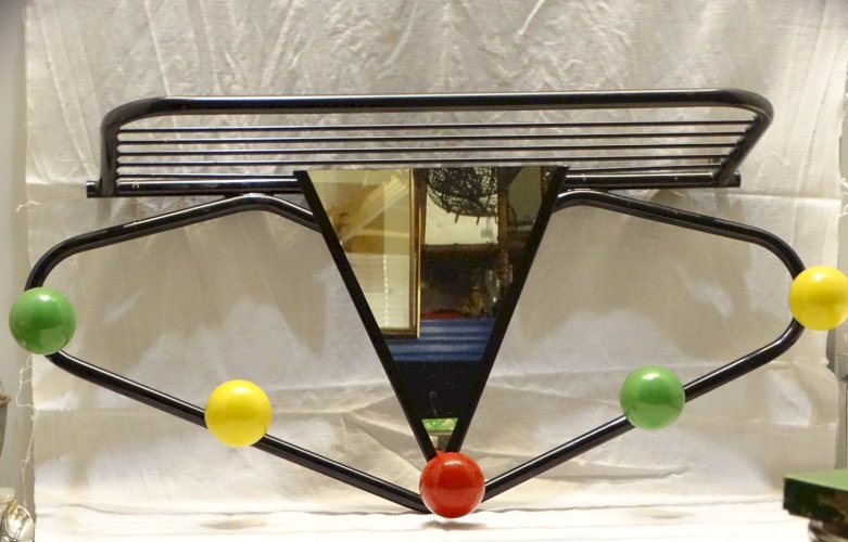-PORTE MANTEAU PORTE CHAPEAU VINTAGE 5 BOULES BOIS Attribué à ROGER FERAUD
