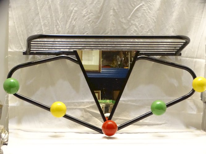 -PORTE MANTEAU PORTE CHAPEAU VINTAGE 5 BOULES BOIS Attribué à ROGER FERAUD