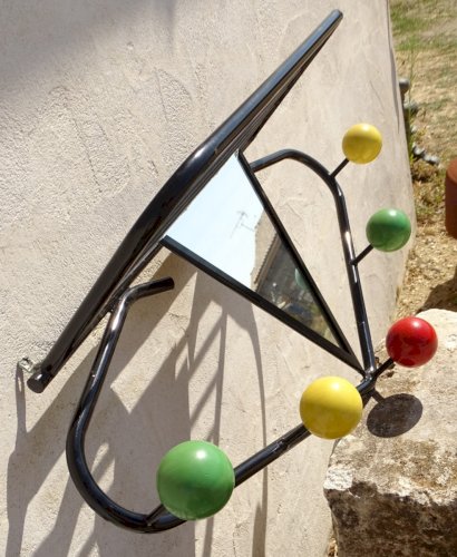 -PORTE MANTEAU PORTE CHAPEAU VINTAGE 5 BOULES BOIS Attribué à ROGER FERAUD