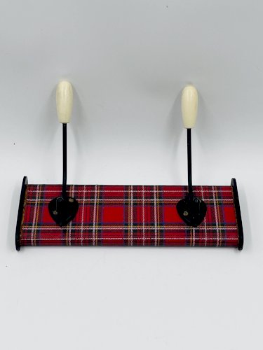 Porte manteau vintage écossais rouge années 70