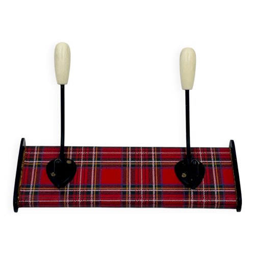 Porte manteau vintage écossais rouge années 70
