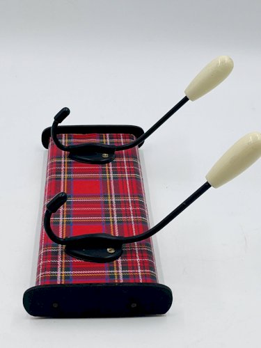 Porte manteau vintage écossais rouge années 70