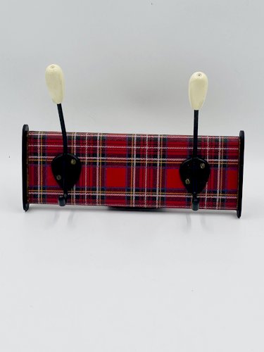 Porte manteau vintage écossais rouge années 70