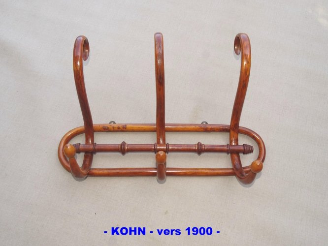 Porte-manteaux mural bois-courbé bistrot KOHN, vers 1900, no Thonet