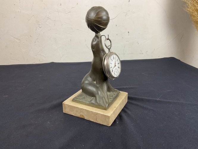 PORTE MONTRE GOUSSET ART NOUVEAU ART DÉCO SCULPTURE OTARIE