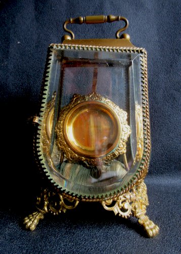 Porte-montre Napoléon III verres arrondis biseautés armature laiton qualité RARE