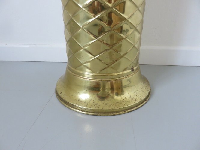PORTE PARAPLUIE OU PORTE CANNE TETE DE LION EN LAITON DORE ANNEES 70 VINTAGE 