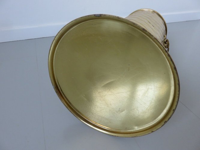 PORTE PARAPLUIE OU PORTE CANNE TETE DE LION EN LAITON DORE ANNEES 70 VINTAGE 