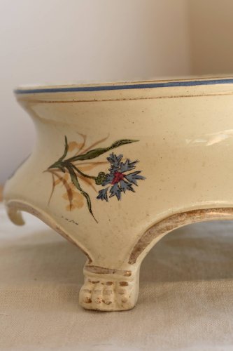 Porte-plante ancien Lunéville faïence – Décor polychrome