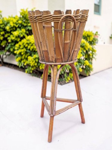 Porte-plante en rotin 1960