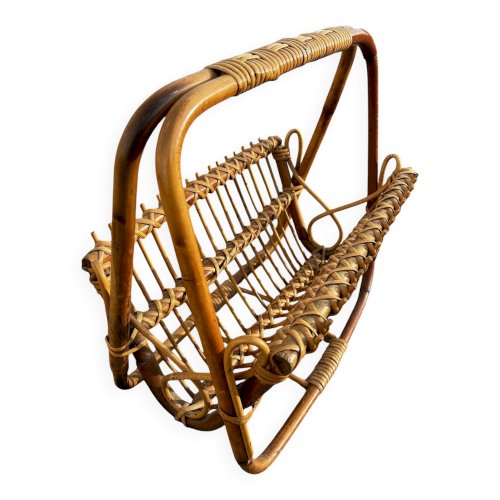 porte-revue en rotin vintage