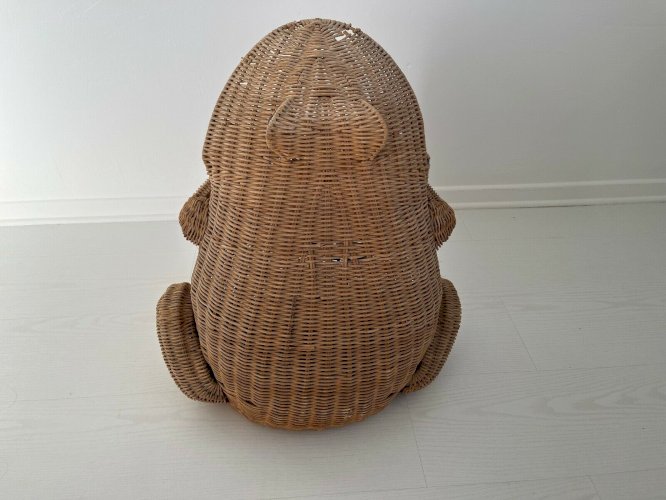 PORTE REVUE  GRENOUILLE  EN ROTIN, OSIER DESIGN OLIVIER CAJAN 1975 VINTAGE