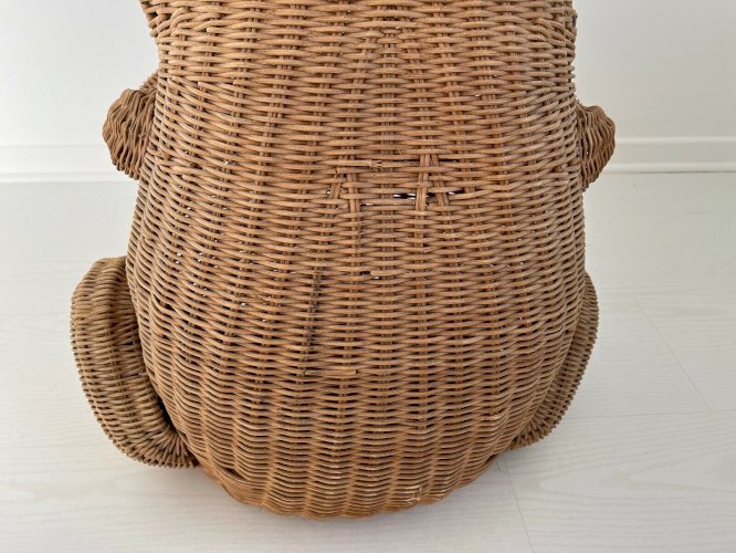 PORTE REVUE  GRENOUILLE  EN ROTIN, OSIER DESIGN OLIVIER CAJAN 1975 VINTAGE