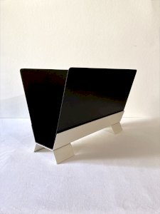 Black and cream metal magazine holder, 1950s
