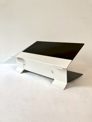 Porte-revues en métal noir et blanc crème, années 1950