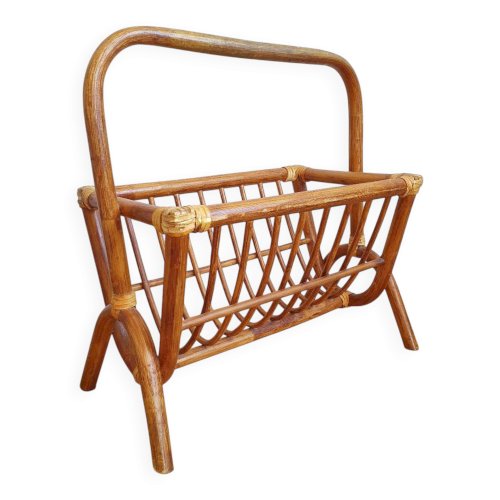 Porte revues en rotin vintage