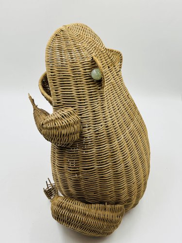 Porte-revues grenouille en osier Olivier Cajan 1970