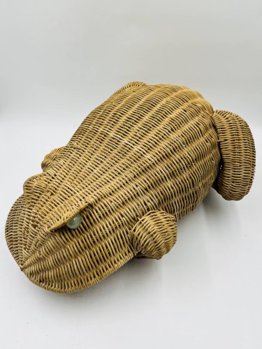 Porte-revues grenouille en osier Olivier Cajan 1970