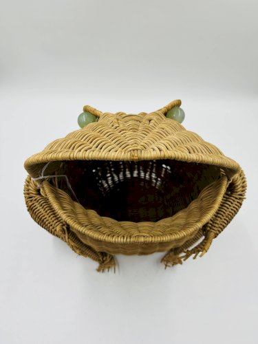 Porte-revues grenouille en osier Olivier Cajan 1970